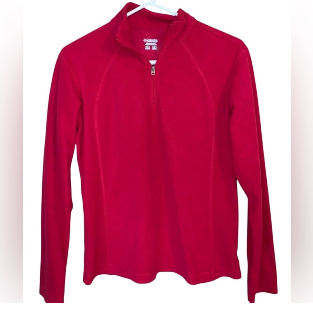Columbia Sz Medium 1/4 Zip Fleece Pullover Cranberry; Freshly laundered